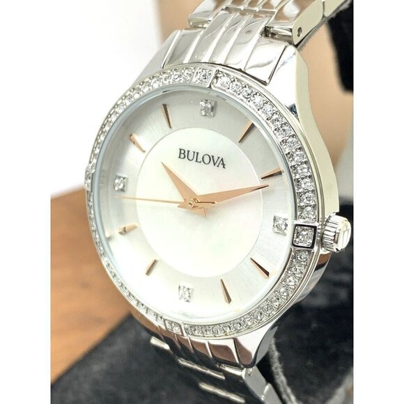 Bulova Women's Watch 96L283 Mother of Pearl Dial Silver Steel Crystal Ac… - Picture 13 of 14